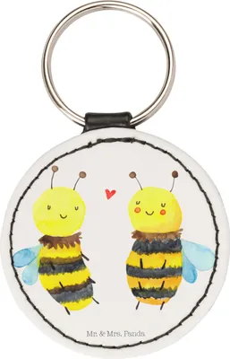 Produktbild von Mr. & Mrs. Panda Schlüsselanhänger Biene Verliebt - Weiß - Geschenk, Bunt, Hummel, Taschenanhänger, mini, schlüsselring anhänger