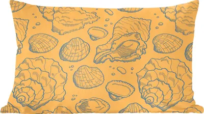 Produktbild von MuchoWow® Zierkissen Sofakissen Wohnzimmer Dekokissen 50x30 cm Muscheln - Gelb - Orange - Muster - Wohnzimmerdekoration - Polster mit Photo