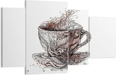 Produktbild von Bild auf Leinwand - Leinwandbild - Abstraktion Tasse Tee heiß - 120x70cm - Wand Bild - Wanddeko - Leinwanddruck - Bilder - Kunstdruck - Wanddekoration - Leinwand bilder - Wandkunst - DL120x70-2976