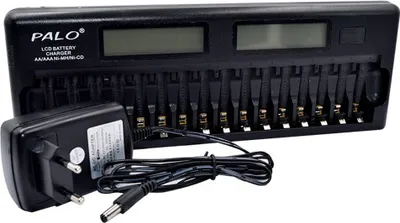 Produktbild von PALO PL-NC31 Universelles intelligentes Batterieladegerät Zwei 3-Zoll-LCD-Display Schnelles intelligentes Ladegerät mit 16 Batterieplätzen für 1,2 V Ni-MH Ni-CD AAA AA-Batterien EU-Stecker[Schwarz]