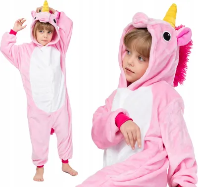 Zdjęcie produktu dla Kigurumi onesie piżama dla dzieci Różowy jednorożec, rozmiar 140