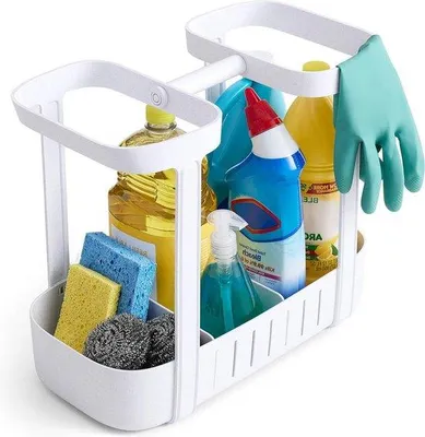 Immagine prodotto di Carrello portaoggetti da posizionare sotto il lavello - a 2 ripiani regolabili - Organizer con maniglia - Soluzioni di contenimento per cucina e bagno
