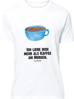 Produktbild von Mr. & Mrs. Panda Größe XL T-Shirt Kaffee Tasse - Weiß - Geschenk, Genuss, Tshirt, Shirt, Liebe, Geschmack, Lustige Sprüche, Glücklich, mit Spruch