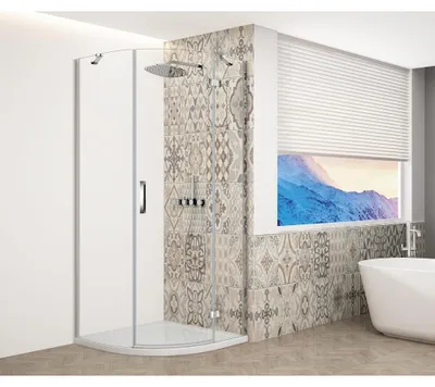 Productafbeelding van TRINITY Chrome douchecabine, kwartcirkelmodel, 900x900 mm, helder glas, rechts