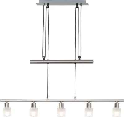 Produktbild von BRILLIANT LED Pendelleuchte  Lea | zeitlose Hängeleuchte | 5-flammig | Metall/Glas | eisen/chrom/weiß | Höhenverstellbar | 5x E14 max 4 W