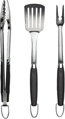 Produktbild von BBQ-Set - Grillgeräte - Außenkochen - Robust Stahl - 3-teilig - Silberfarben