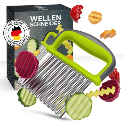 Produktbild von Edelfeld Wellenschneider für Pommes, Obst & Gemüse - Spülmaschinenfestes Wellenmesser - Riffelmesser für Erwachsene & Kinder - für BLW & aus Edelstahl