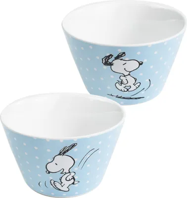 Produktbild von The Peanuts Schüssel Snoopy - Müslischale Schale Blau mit Punkten Porzellan 500ml