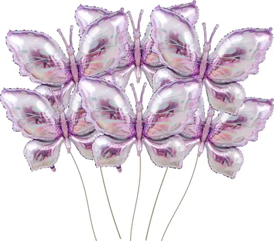 Produktbild von Farbige Schmetterlingsballons - Schmetterlingsbabyshowerdekoration - 6 Stück 1016 cm rosa und violette Schmetterlingsfolie Mylarballons - Schmetterlings-Thema-Feier Hochzeit Geburtstagsfeier Dekorationen