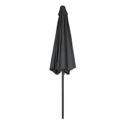 Produktbild von LZQ Ø350cm ALU Sonnenschirm Gartenschirm Terrassenschirm Marktschirm Ampelschirm Strandschirm Kurbelschirm mit UV Schutz 40+ für Balkon, Garten, Terrasse,Dunkelgrau