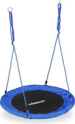 Produktbild von Relaxdays Nestschaukel, rund, für Kinder & Erwachsene, verstellbar, Ø 90 cm, Garten Tellerschaukel, bis 100 kg, blau