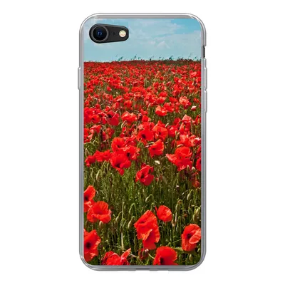 Produktbild von MuchoWow® Handyhülle Schutzhülle Hülle für iPhone SE 2022 Eine Wiese voller Mohnblumen Silikon Softcase Handy Hülle - Schutzhülle