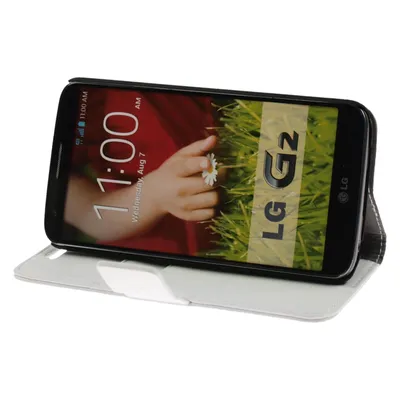 Produktbild von PhoneNatic Kunst-Lederhülle kompatibel mit LG G2 - Premium weiß + 2 Schutzfolien
