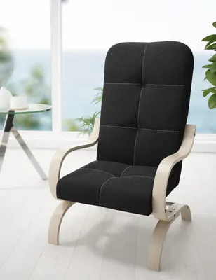Zdjęcie produktu dla LIKMA Togo Manila Fotel do Salonu z Podłokietnikami Czarny Skandynawski Styl Fotel Wypoczynkowy 65x97x79 cm