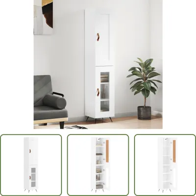 Produktbild von The Living Store Highboard Hochglanz-Weiß 34,5x34x180 cm Holzwerkstoff