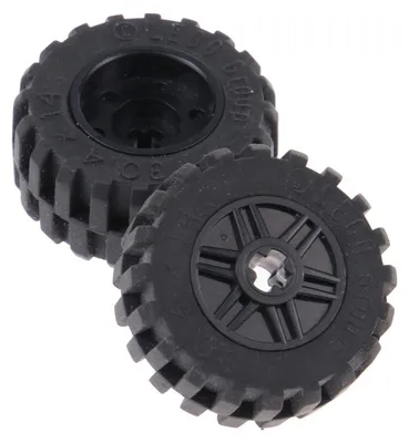 Produktbild von 2x Lego Rad 30.4x14 schwarz Felge 18x14 schwarz Achs Loch 92402 55982c05