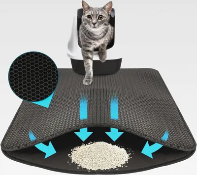 Produktbild von Katzenstreumatte, Anthrazit, 76 x 61 cm, wasserdichte Unterlage für Katzentoilette - Katzenmatte schützt den Boden vor Katzenstreu - Matte Katzenklo