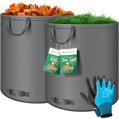 Produktbild von KESSER® Gartensack Set Laubsack Gartenabfallsack selbststehend, 4 Griffe, inkl. Handschuhe