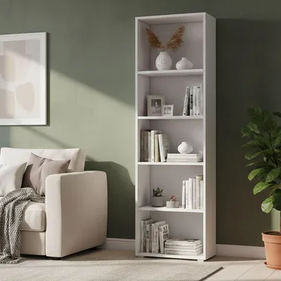 Immagine prodotto di Dmora Libreria Allevien 30x60x195h cm Bianco, 5 Ripiani Ripiano Regolabile  Italy