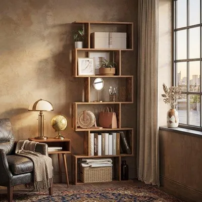 Produktbild von Bücherregal - Wohnzimmerregal - 6 Fächer - Braun - 70 x 24 x 190 cm - Kubusregal - Bürostuhlregal