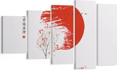 Produktbild von Bild auf Leinwand - Leinwandbild - 5 Teile - Japan Blume Kirschen - 100x60cm - Wand Bild - Wanddeko - Wandbilder - Leinwanddruck - Bilder - Wanddekoration - Leinwand bilder - Wandbild - EG100x60-5063