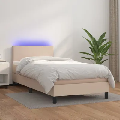 Produktbild von The Living Store Boxspringbett mit Matratze & LED Cappuccino-Braun 100x200cm
