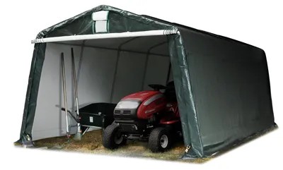 Zdjęcie produktu dla TOOLPORT Namiot garażowy / Carport 3,3 x 6,2 m w kolorze ciemnozielonym – namiot magazynowy z plandeką PE 450 N i stabilną konstrukcją ze stalowych rur