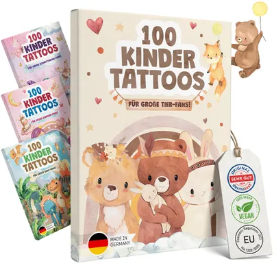 Produktbild von EULENTALER® Kindertattoos [Dermatest ] I 100 hautfreundliche Tattoos für Kinder mit süßen Waldtier Motiven I Mitgebsel Kinder Geburtstag