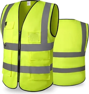 Produktbild von INF Hochsichtbare reflektierende Sicherheitsweste mit Taschen - Gelb XL