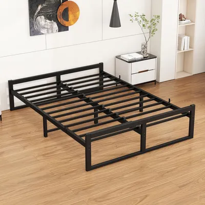 Image de Lit en métal 160x200 avec sommier à lattes et espace de rangement