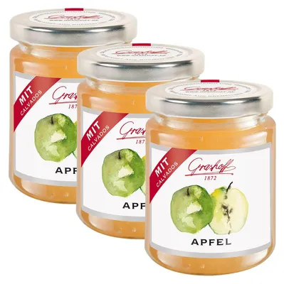 Image de Confiture de pommes Grashoff affinée au Calvados 250g paquet de 3