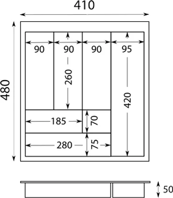 Produktbild von Naber Besteckeinsatz 5, 410 x 480 mm. Schrankbreite 500