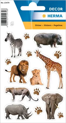 Imagen del producto de HERMA  15479 HERMA Sticker DECOR "Afrika Tiere", aus Papier