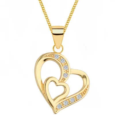 Herz Halskette mit Anhänger in Gelbgold I edles Schmuckset I 45cm