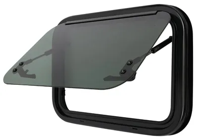 Zdjęcie produktu dla Okna do kamperów i przyczep kempingowych - okna uchylne - 50x35 cm - okna zamienne - stop aluminium - szkło hartowane - kolor czarny