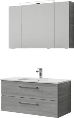 Produktbild von Pelipal Badmöbel-Set Sunline 121 BxHxT 110 x 200 x 46 cm Frontfarbe sangallo grau mit Mineralguss-Waschtisch, Waschtisch
