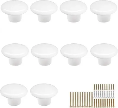Produktbild von Keramische Küchenknöpfe - 10 Stücke - Weiss