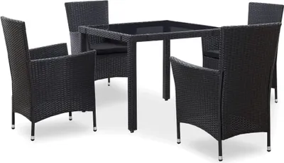 Produktbild von The Living Store 5-tlg. Garten-Essgruppe Poly Rattan Schwarz