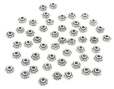Produktbild von Vintageparts Perlkappen antik Silber 6 mm, 50 Stück