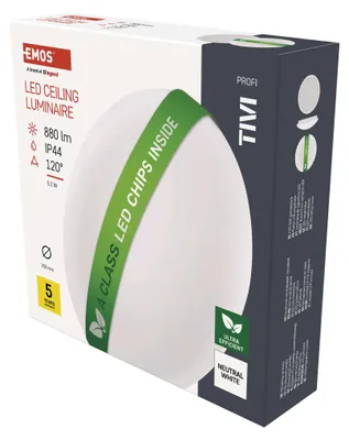 LED přisazené svítidlo TIVI, A CLASS, kruhové bílé 5,5W, IP44, neutrální bílá