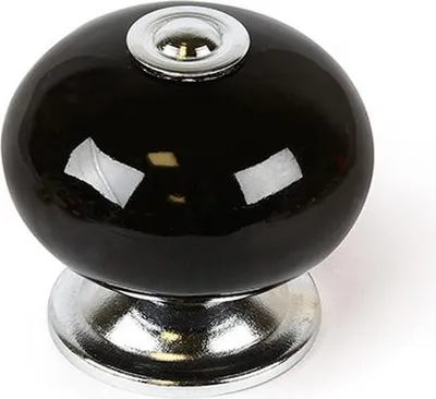 Obrázek produktu pro Blistr se 4 kulatými porcelánovými nábytkovými knoflíky černě lakovanými mod.e517 ø40mm rei