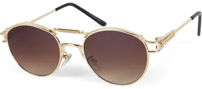 Produktbild von styleBREAKER Damen Panto Sonnenbrille Metall Oval, Gold/Braun