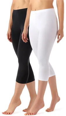 Produktbild von Merry Style Damen Leggings 3/4 aus Viskose 2 Pack MS10-144 (Schwarz/Weiß, M)