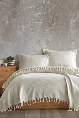 Produktbild von L'Essentiel Linge de Maison, Berlino - Ecru, Doppeltes Piqué, Ekru, 100 % RECYCELTE BAUMWOLLE, 200 x 220 cm
