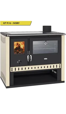 Produktbild von Prity GT FI G – Holzherd, Edelstahlbackofen, Glaskeramikkochfeld, 15 kW, Ivory
