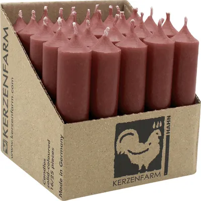 Produktbild von Stabkerzen aus Paraffin, 100/22 mm, Schlamm, KERZENFARM HAHN, Brenndauer ca. 4h, 25 Stück pro Verpackung