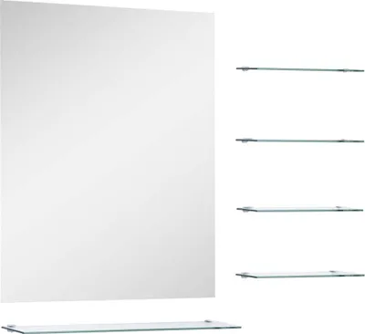 Produktbild von vidaXL Wandspiegel mit 5 Ablagen Silbern 50×60 cm