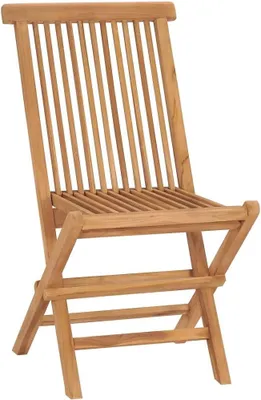 Produktbild von 2 klappbare Gartenstühle aus massivem Teakholz, elegant und komfortabel, technisch getrocknet, fein geschliffen und witterungsbeständig, zur platzsparenden Aufbewahrung