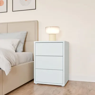 Produktbild von Forte ALICE SPRINGS Nachtschrank 50, modern-minimalistisch, 3 Schubladen, Schlafzimmer, Holzwerkstoff, Secret Grey, 49,8 cm breit x 68,7 cm hoch x 41,5 cm tief
