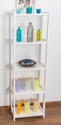 Produktbild von Regal - 50 cm breit, Kiefer Holz-Massiv, Farbe: Weiß